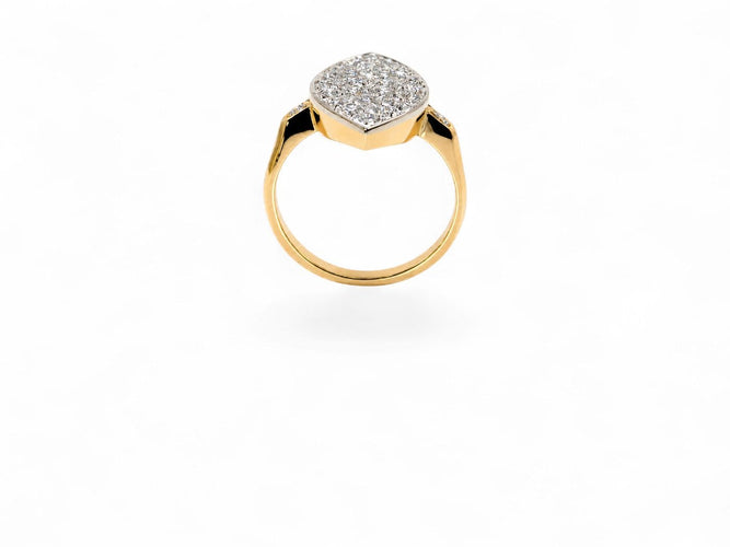 Bague 49 Soleil Diamanté - Bague navette en or jaune et diamants 58 Facettes fbs