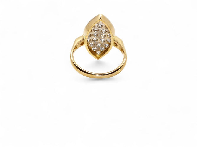 Bague 49 Soleil Diamanté - Bague navette en or jaune et diamants 58 Facettes fbs