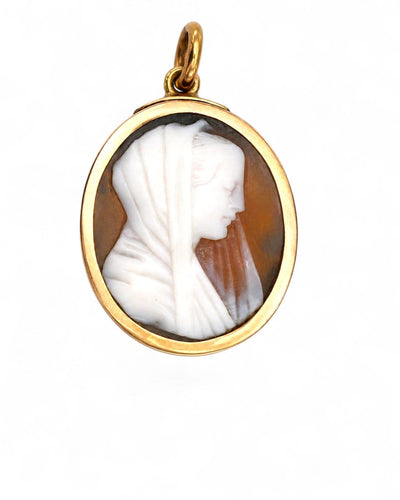 Pendentif Pendentif camée Jésus et Marie en or jaune et cornaline 58 Facettes fc