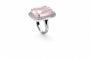 Bague 53 Rosalia Impériale - Bague en or blanc, quartz rose et diamants 58 Facettes fbr