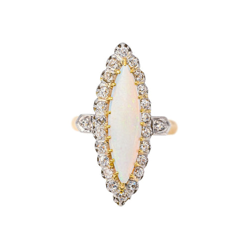 Bague 47.5 Bague marquise en or jaune et blanc, opale et diamants 58 Facettes 5062435CN