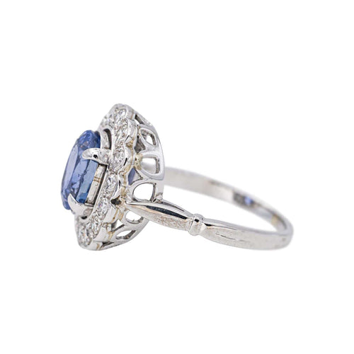 Bague 54 Pompadour - Bague en or blanc, platine, saphir et diamants 58 Facettes 5106609CN