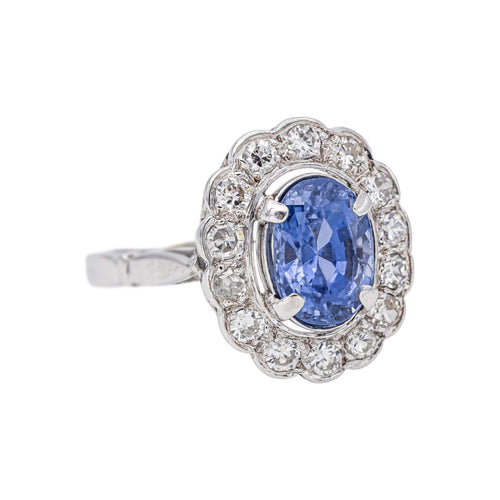 Bague 54 Pompadour - Bague en or blanc, platine, saphir et diamants 58 Facettes 5106609CN