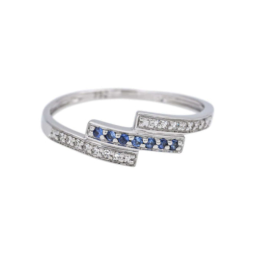 Bague 54 Bague en or blanc, diamants et saphirs 58 Facettes 4958836CN