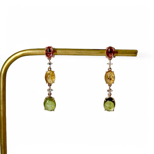 Boucles d'oreilles Boucles d'oreilles tourmaline en or rose et or gris 18K 58 Facettes REF24085-248