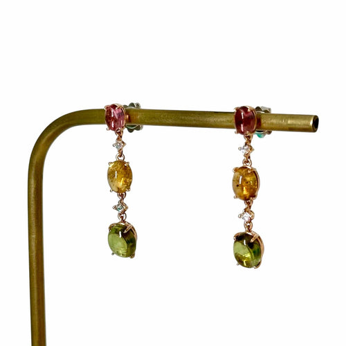 Boucles d'oreilles Boucles d'oreilles tourmaline en or rose et or gris 18K 58 Facettes REF24085-248