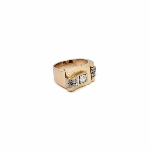 Bague 56 Bague tank asymétrique en or rose 18K et diamants 58 Facettes REF24100CF-263