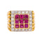 Bague 55 Bague chevalière en or jaune et blanc, rubis et diamants 58 Facettes 5560097CN