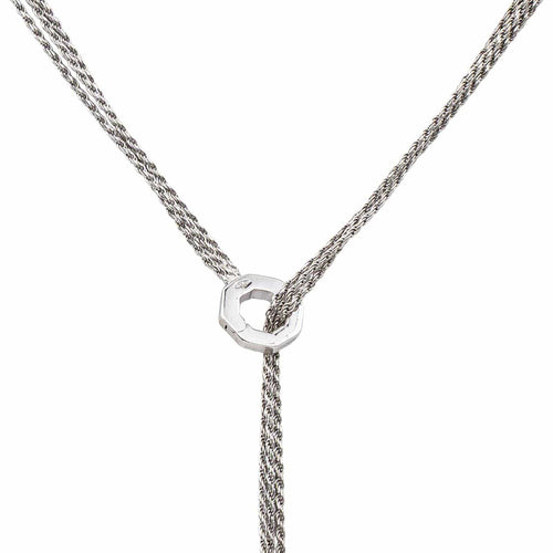 Collier Collier négligé en or blanc, perles et lapis-lazuli 58 Facettes 4870262CN
