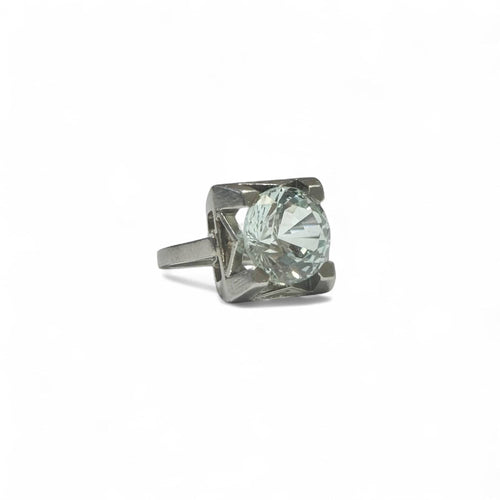 Bague 50 Bague en platine et aigue-marine 58 Facettes REF2517-284