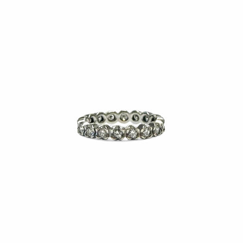 Bague 53 Alliance américaine - Bague en or gris et diamants 58 Facettes REF2515-282