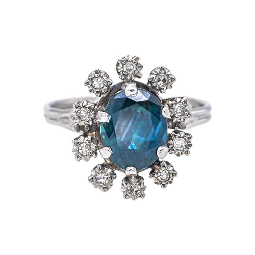 Bague 54 Pompadour - Bague en or blanc, saphir et diamants 58 Facettes 5708020CN
