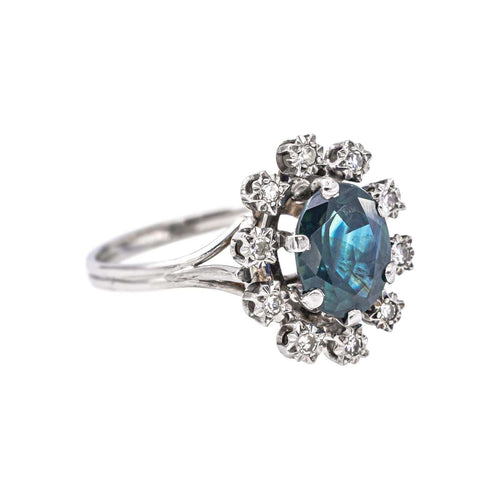 Bague 54 Pompadour - Bague en or blanc, saphir et diamants 58 Facettes 5708020CN