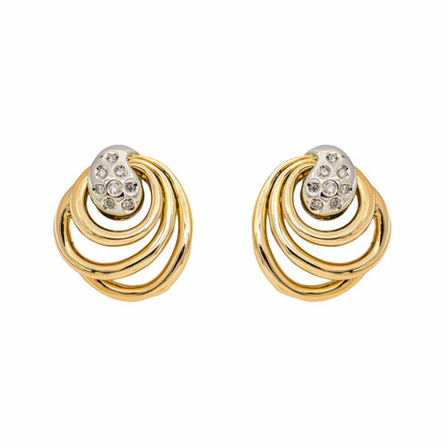 Boucles d'oreilles Boucles d'oreilles en or jaune et blanc avec diamants 58 Facettes 5713872CN