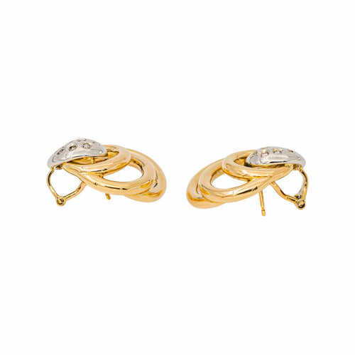 Boucles d'oreilles Boucles d'oreilles en or jaune et blanc avec diamants 58 Facettes 5713872CN