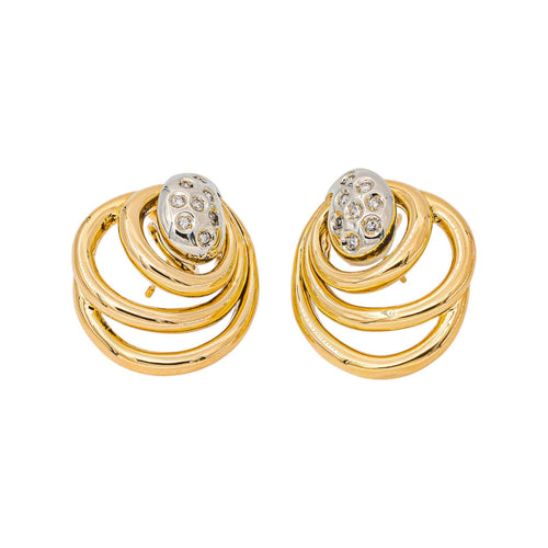 Boucles d'oreilles Boucles d'oreilles en or jaune et blanc avec diamants 58 Facettes 5713872CN