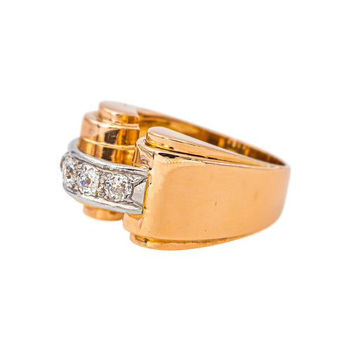 Bague 53 Tank - Bague en or rose, platine et diamants 58 Facettes 5709149CN