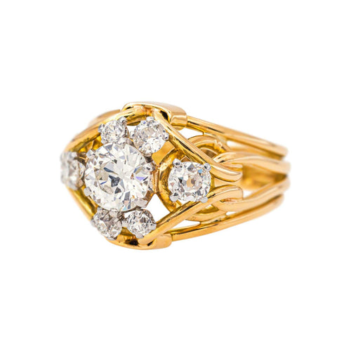 Bague 61 Bague rétro en or jaune et blanc et diamants 58 Facettes 5740042RV