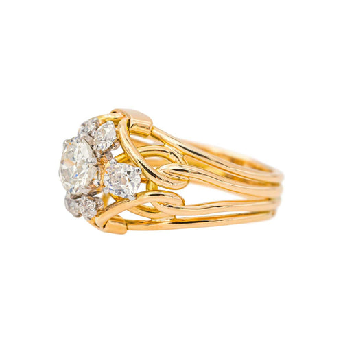 Bague 61 Bague rétro en or jaune et blanc et diamants 58 Facettes 5740042RV