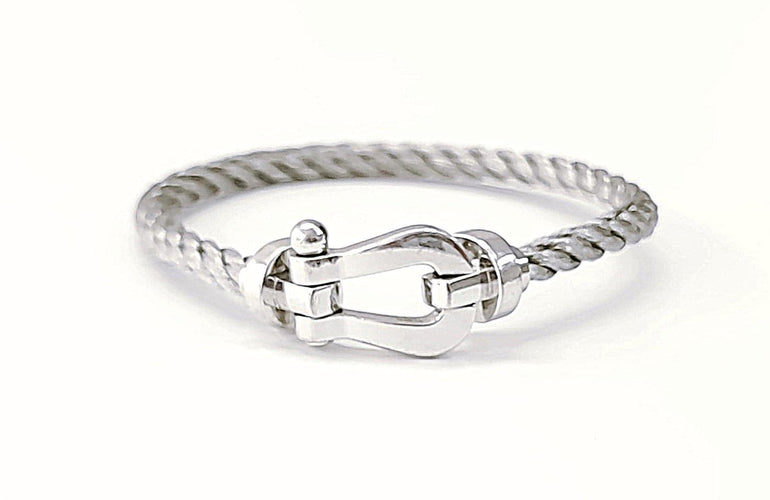 Bracelet FRED Force 10 - Bracelet en or blanc et acier 58 Facettes DV-FRED.F10