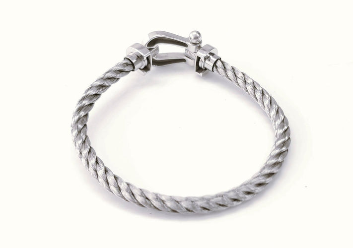 Bracelet FRED Force 10 - Bracelet en or blanc et acier 58 Facettes DV-FRED.F10
