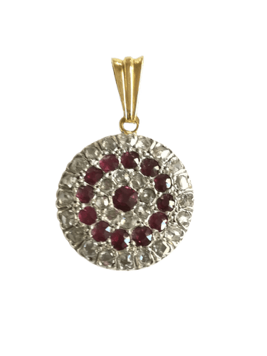 Pendentif Pendentif ancien en or jaune, argent, rubis et diamants 58 Facettes 00751