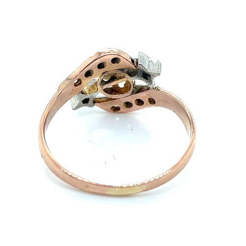 Bague 52 Bague ancienne en or jaune et blanc, diamants et perle 58 Facettes 01244