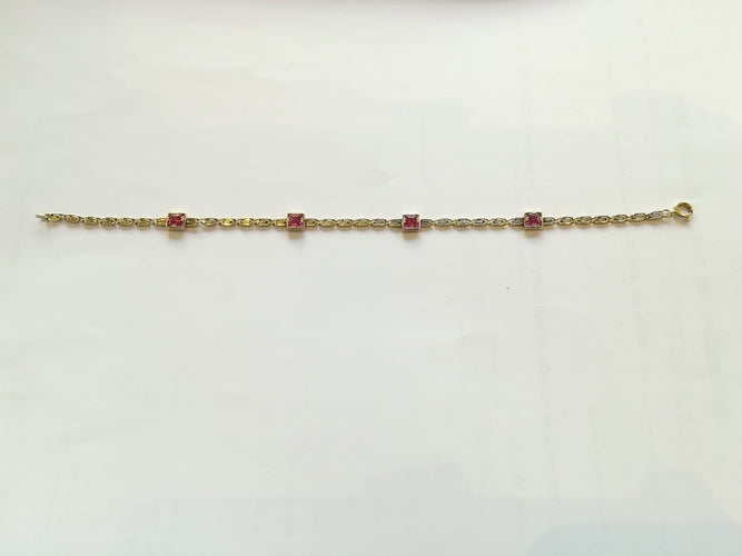 Bracelet Bracelet ancien en or jaune et spinelles rouges 58 Facettes 01187