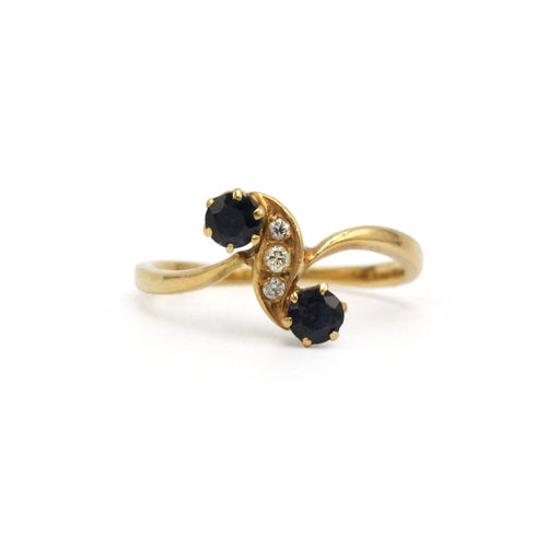 Bague 53 Bague Toi & Moi en or jaune, saphirs et diamants 58 Facettes 260159R