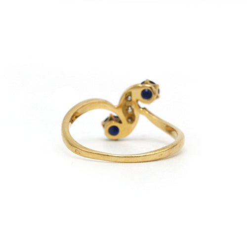 Bague 53 Bague Toi & Moi en or jaune, saphirs et diamants 58 Facettes 260159R
