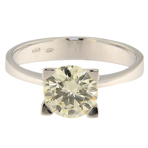 Bague 57 Bague solitaire en or blanc et diamant taille brillant 1,91 ct 58 Facettes G3977