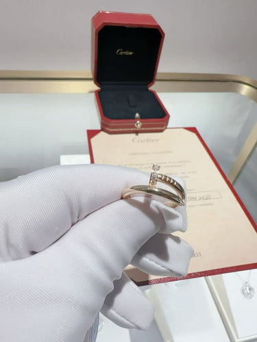 Bague 50 Cartier Juste un Clou - Bague moyen modèle en or rose et diamants 58 Facettes jnci119