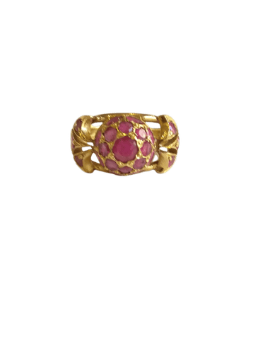 Bague 48 Bague boule en or jaune et rubis 58 Facettes 01372