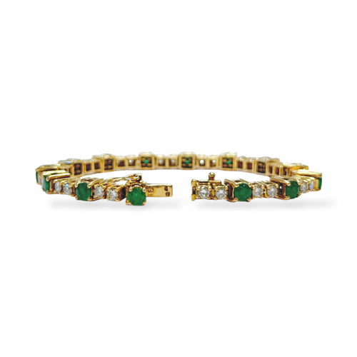 Bracelet Bracelet émeraudes et ligne de diamants en or jaune 58 Facettes REF2547-319