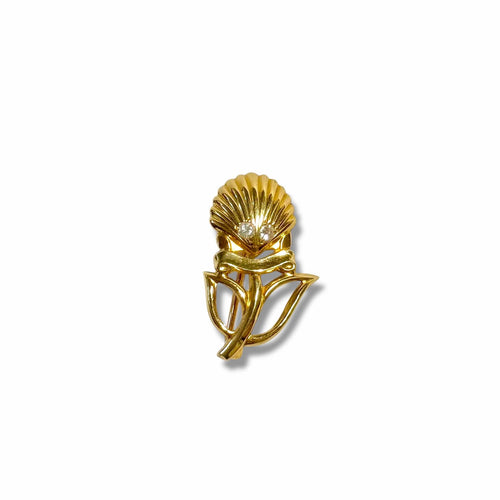 Broche Shell - Broche commémorative en or jaune diamants 58 Facettes