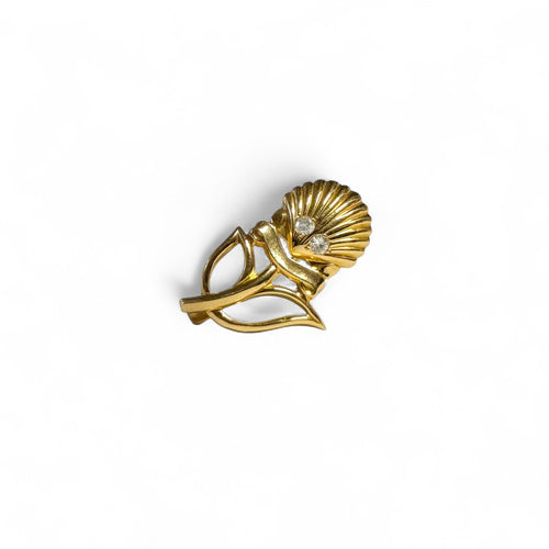 Broche Shell - Broche commémorative en or jaune diamants 58 Facettes