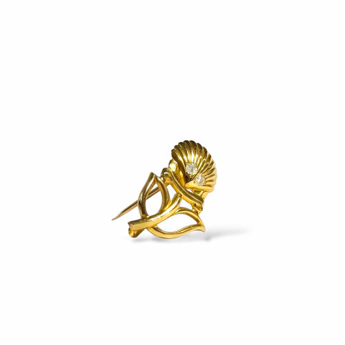 Broche Shell - Broche commémorative en or jaune diamants 58 Facettes