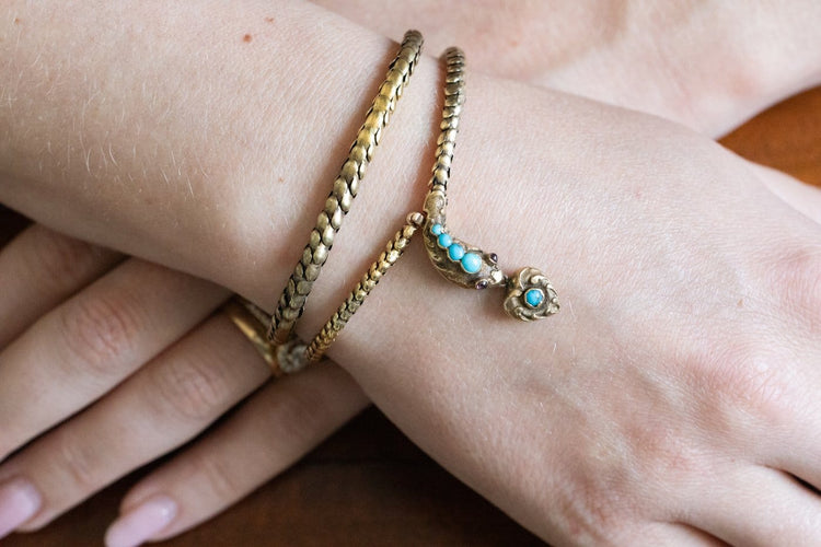 Collier Collier victorien en or jaune, turquoises et grenats 58 Facettes 11623