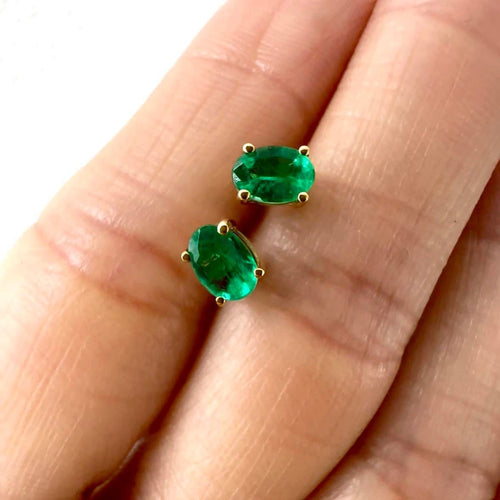Boucles d'oreilles Single Tulip - Boucles d'oreilles en or 18K et émeraudes ovales 58 Facettes GER1047GN