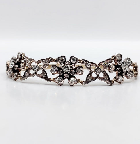 Bracelet Bracelet Art déco en or 14K, argent et diamants 58 Facettes A07493