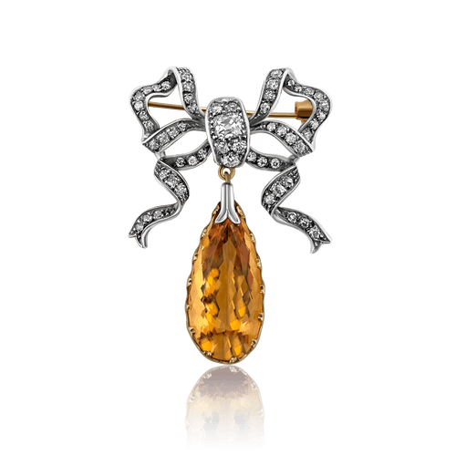 Pendentif Broche-pendentif victorienne portugaise en or, argent, topaze et diamants 58 Facettes B3