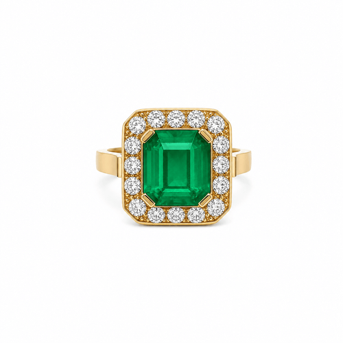 Bague 58 Empress - Bague en or jaune avec émeraude et diamants 58 Facettes 50474