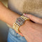 Bracelet Manchette de perles - Bracelet fermoir bijou en or gris 18K rubis 58 Facettes