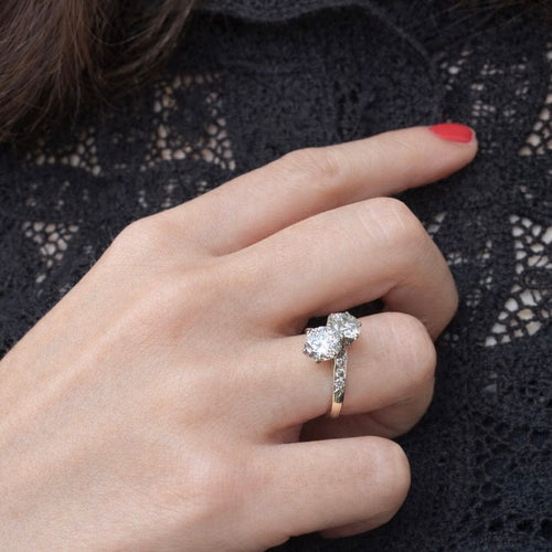 Bague 51 Toi et Moi - Bague diamants en or gris 58 Facettes