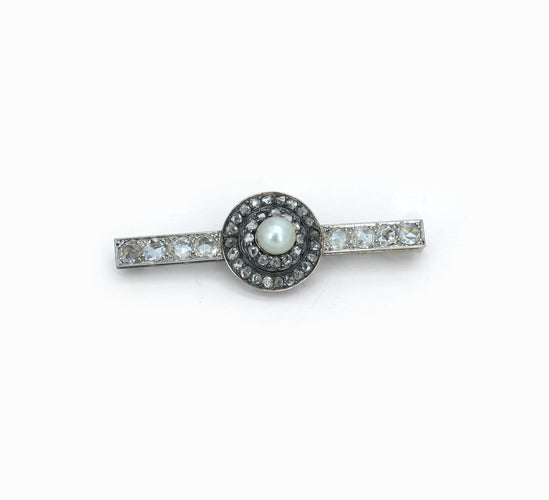 Broche Broche ancienne en platine, or rose, perle et diamants 58 Facettes Broche  145-3