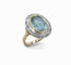 Bague 50 Bague entourage en or jaune 18 carats, aigue-marine et diamants 58 Facettes Bague 131-1