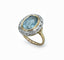 Bague 50 Bague entourage en or jaune 18 carats, aigue-marine et diamants 58 Facettes Bague 131-1