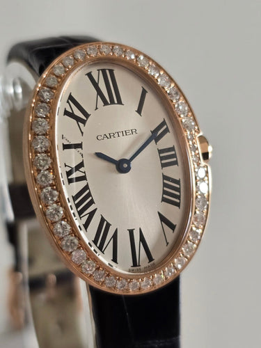 Montre Cartier Baignoire - Montre en or rose et diamants 58 Facettes 1