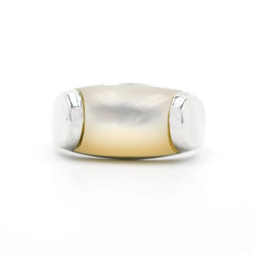 Bague 54 Bulgari Tronchetto - Bague en or blanc et nacre 58 Facettes 141C24_M