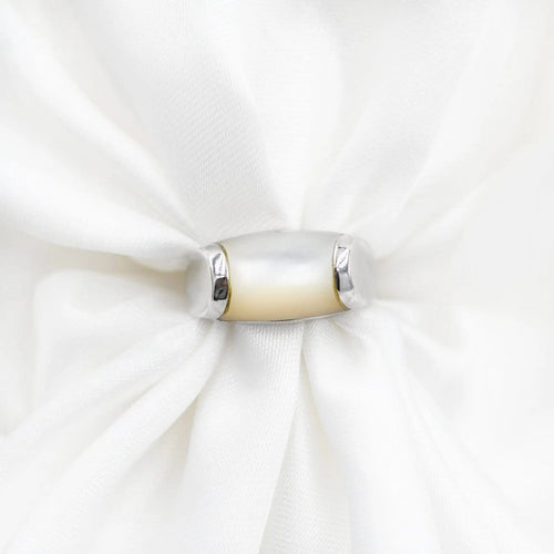 Bague 54 Bulgari Tronchetto - Bague en or blanc et nacre 58 Facettes 141C24_M